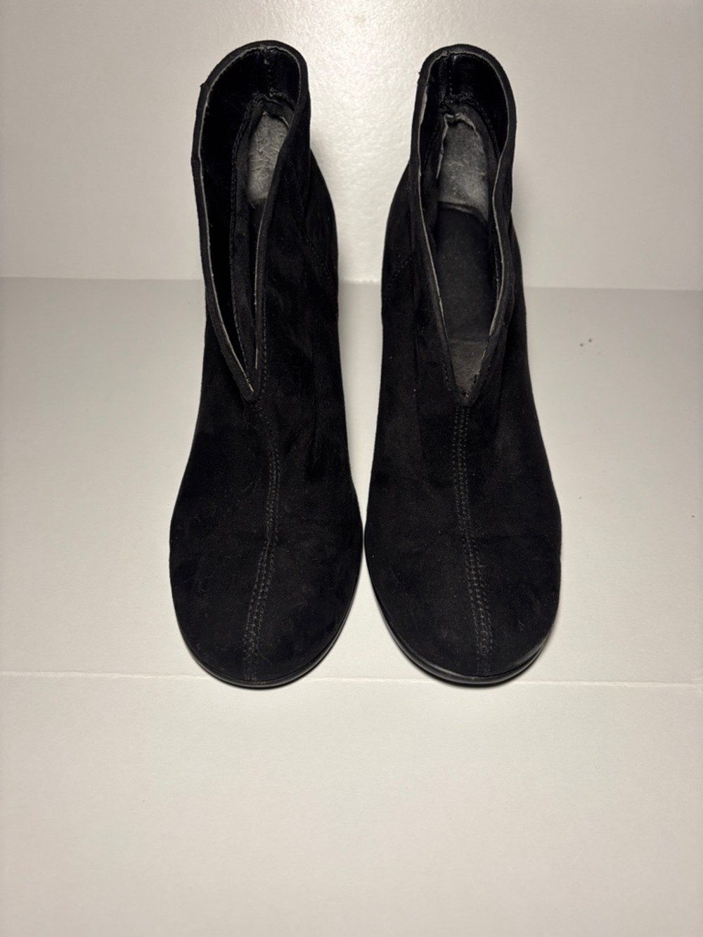 Classic Black Suede V-Cut Ankle Booties
